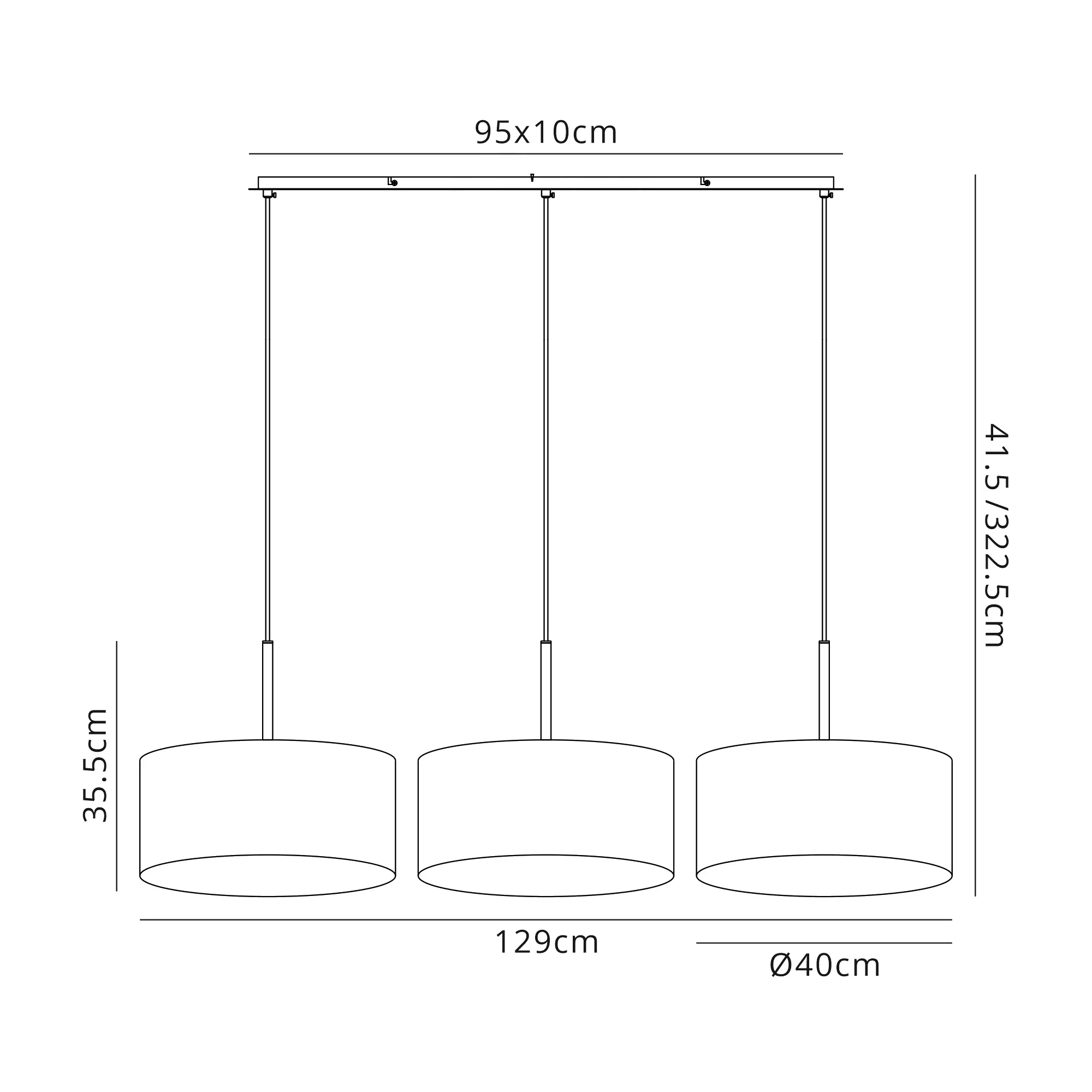 Baymont 40cm Shade 3 Light Pendant Polished Chrome, Nude Beige/Moonlight DK0562  Deco Baymont CH NU